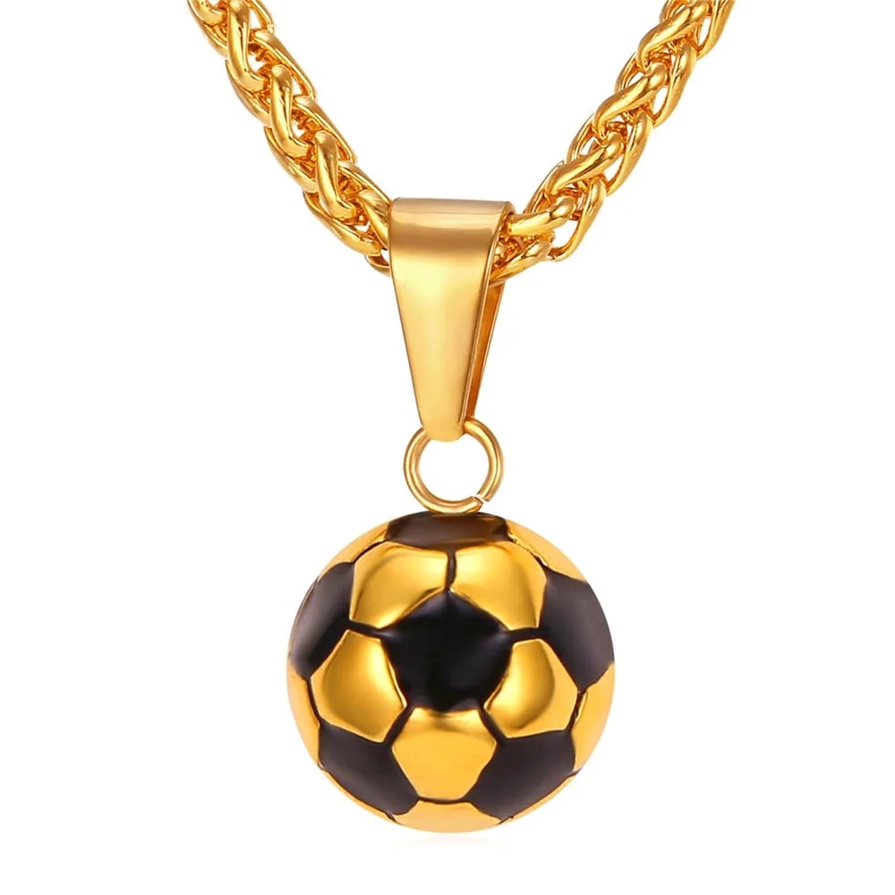 Charm Sport Ball Enamel Football Fashion Soccer Men Jewelry Gold Rope Chain